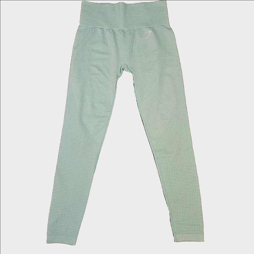 GYMSHARK PASTEL GREEN TEXTURED SWEAT WICKING LEGGINGS XS/S
